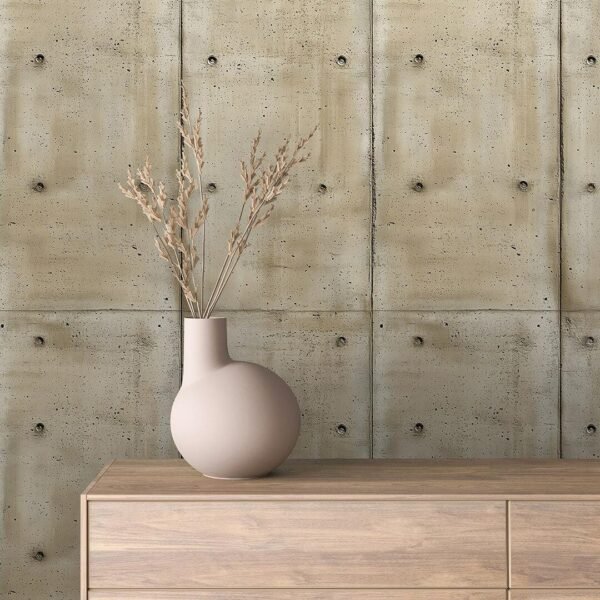 Beige Concrete Wallpaper – Peel and Stick Cement Panel Mural – Warm Textured Removable Wall Decor – Rustic Modern Neutral Accent