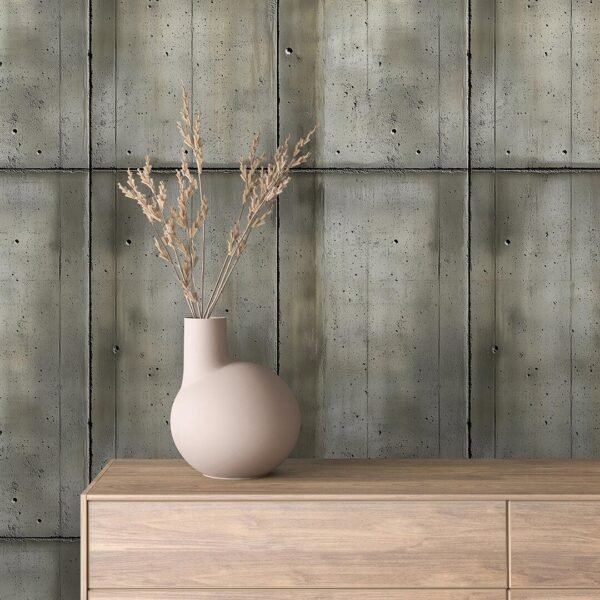 Distressed Concrete Wallpaper – Peel and Stick Green Grey Cement Wall Mural – Industrial Textured Removable Panel Wall Decor